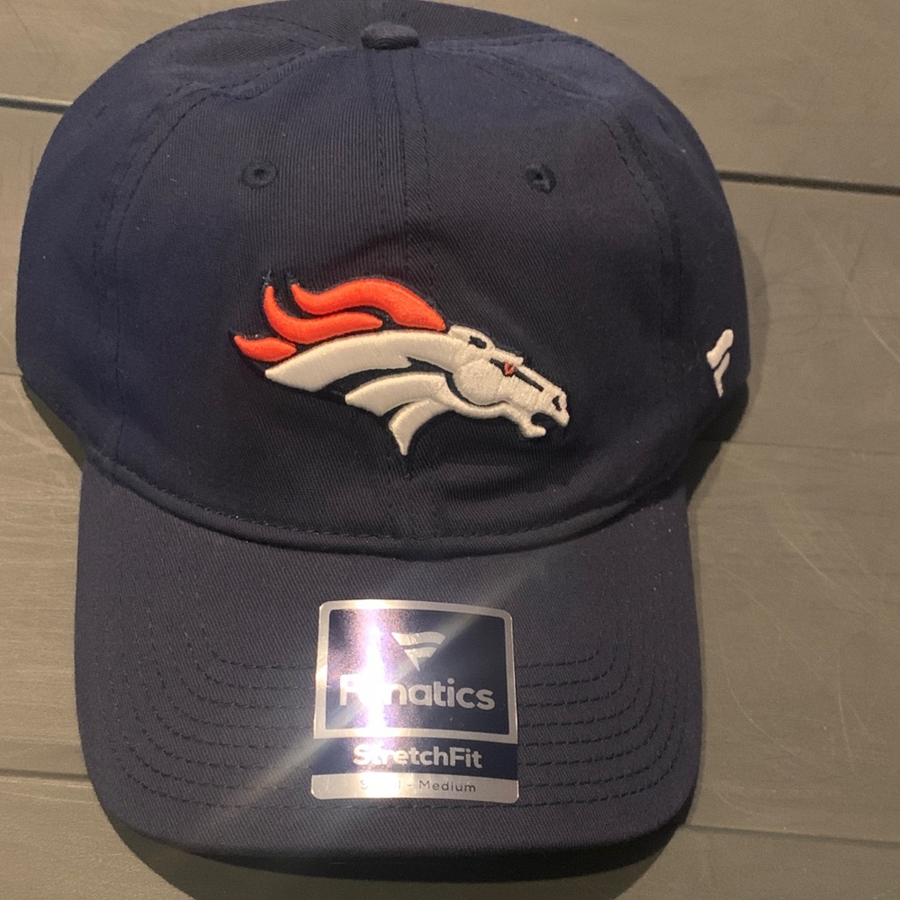 Fanatics Dark Blue Broncos StretchFit Cap with Embroidered Logo